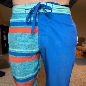 Red Camel Men's Blue Orange Bathing Suit Drawstring Shorts Size 30